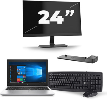 HP ProBook 650 G4 - Intel Core i5-7e Generatie - 15 inch - 8GB RAM - 256GB SSD - Windows 11 + 1x 24 inch Monitor