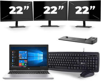 HP ProBook 650 G5 - Intel Core i5-8e Generatie - 15 inch - 16GB RAM - 256GB SSD - Windows 11 + 3x 22 inch Monitor