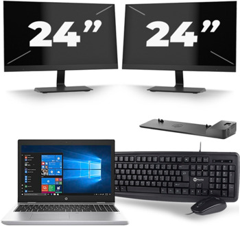 HP ProBook 650 G5 - Intel Core i7-8e Generatie - 15 inch - 16GB RAM - 256GB SSD - Windows 11 + 2x 24 inch Monitor