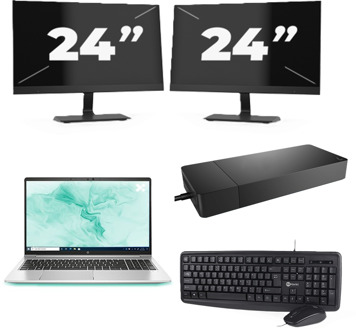 HP ProBook 650 G8 - Intel Core i5-11e Generatie - 15 inch - 16GB RAM - 256GB SSD - Windows 11 Home + 2x 24 inch Monitor
