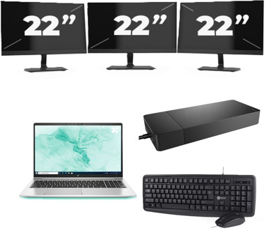 HP ProBook 650 G8 - Intel Core i5-11e Generatie - 15 inch - 16GB RAM - 256GB SSD - Windows 11 Home + 3x 22 inch Monitor