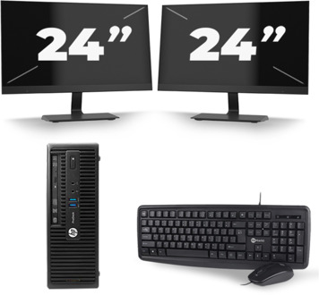 HP ProDesk 400 G2.5 SFF - Intel Core i5-4e Generatie - 8GB RAM - 256GB SSD - Windows 10 + 2x 24 inch Monitor