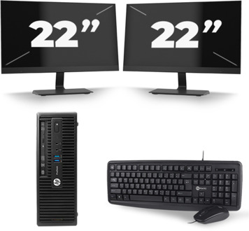 HP ProDesk 400 G2.5 SFF - Intel Core i7-4e Generatie - 8GB RAM - 256GB SSD - Windows 10 + 2x 22 inch Monitor