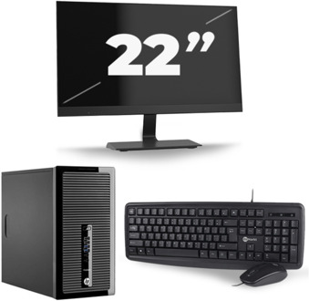 HP ProDesk 400 G2 Micro Tower - Intel Core i5-4e Generatie - 8GB RAM - 256GB SSD - Windows 10 + 1x 22 inch Monitor