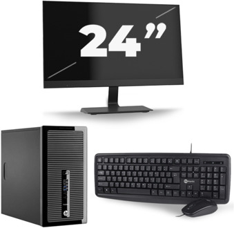 HP ProDesk 400 G2 Micro Tower - Intel Core i7-4e Generatie - 16GB RAM - 256GB SSD - Windows 10 + 1x 24 inch Monitor