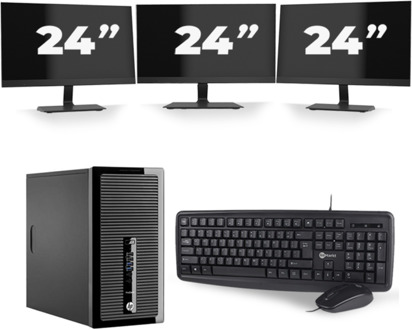 HP ProDesk 400 G2 Micro Tower - Intel Core i7-4e Generatie - 16GB RAM - 256GB SSD - Windows 10 + 3x 24 inch Monitor