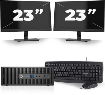HP ProDesk 400 G3 SFF - Intel Core i5-6e Generatie - 8GB RAM - 256GB SSD - Windows 11 + 2x 23 inch Monitor