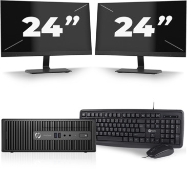 HP ProDesk 400 G3 SFF - Intel Core i5-6e Generatie - 8GB RAM - 256GB SSD - Windows 11 + 2x 24 inch Monitor