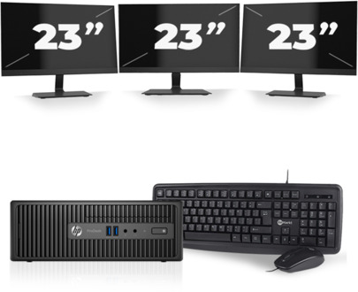 HP ProDesk 400 G3 SFF - Intel Core i5-6e Generatie - 8GB RAM - 256GB SSD - Windows 11 + 3x 23 inch Monitor