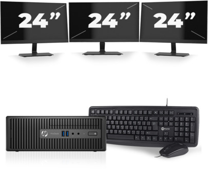 HP ProDesk 400 G3 SFF - Intel Core i5-6e Generatie - 8GB RAM - 256GB SSD - Windows 11 + 3x 24 inch Monitor