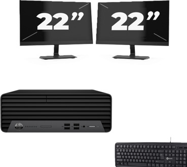 HP ProDesk 400 G7 SFF - Intel Core i5-10e Generatie - 8GB RAM - 256GB SSD - Windows 11 + 2x 22 inch Monitor - small