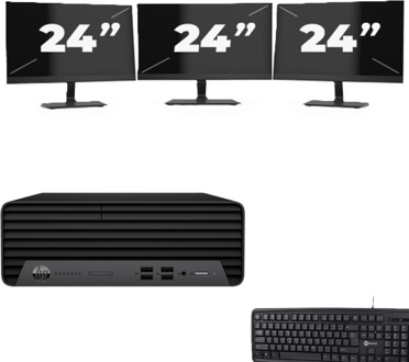 HP ProDesk 400 G7 SFF - Intel Core i7-10e Generatie - 8GB RAM - 256GB SSD - Windows 11 + 3x 24 inch Monitor - small