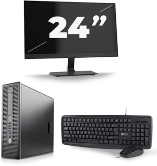 HP ProDesk 600 G1 SFF - Intel Core i5-4e Generatie - 8GB RAM - 256GB SSD - Windows 10 + 1x 24 inch Monitor