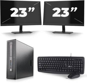 HP ProDesk 600 G1 SFF - Intel Core i5-4e Generatie - 8GB RAM - 256GB SSD - Windows 10 + 2x 23 inch Monitor