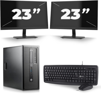 HP ProDesk 600 G1 Tower - Intel Core i5-4e Generatie - 8GB RAM - 256GB SSD - Windows 10 + 2x 23 inch Monitor