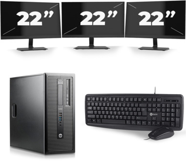 HP ProDesk 600 G1 Tower - Intel Core i5-4e Generatie - 8GB RAM - 256GB SSD - Windows 10 + 3x 22 inch Monitor