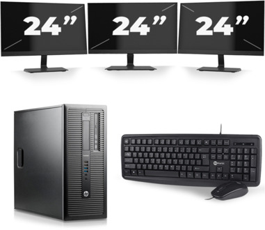 HP ProDesk 600 G1 Tower - Intel Core i5-4e Generatie - 8GB RAM - 256GB SSD - Windows 10 + 3x 24 inch Monitor