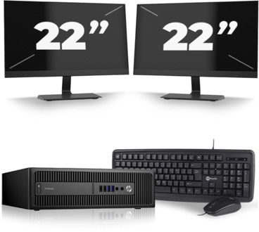HP ProDesk 600 G2 SFF - Intel Core i5-6e Generatie - 8GB RAM - 256GB SSD - Windows 11 + 2x 22 inch Monitor