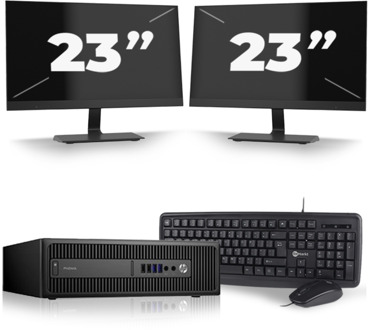 HP ProDesk 600 G2 SFF - Intel Core i5-6e Generatie - 8GB RAM - 256GB SSD - Windows 11 + 2x 23 inch Monitor