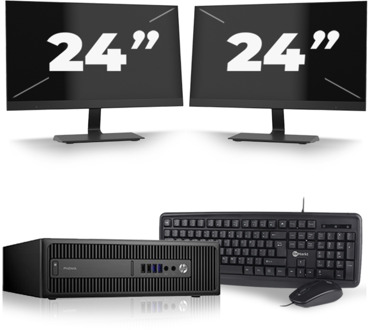 HP ProDesk 600 G2 SFF - Intel Core i5-6e Generatie - 8GB RAM - 256GB SSD - Windows 11 + 2x 24 inch Monitor