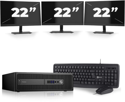 HP ProDesk 600 G2 SFF - Intel Core i5-6e Generatie - 8GB RAM - 256GB SSD - Windows 11 + 3x 22 inch Monitor