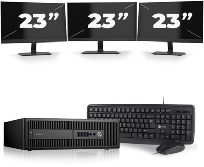 HP ProDesk 600 G2 SFF - Intel Core i5-6e Generatie - 8GB RAM - 256GB SSD - Windows 11 + 3x 23 inch Monitor