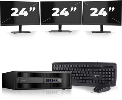 HP ProDesk 600 G2 SFF - Intel Core i5-6e Generatie - 8GB RAM - 256GB SSD - Windows 11 + 3x 24 inch Monitor