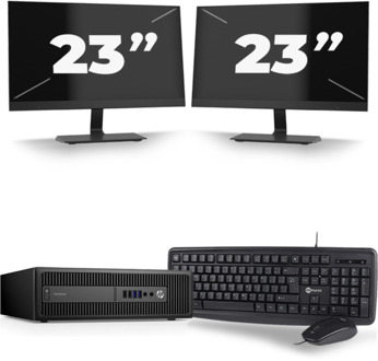 HP ProDesk 600 G3 USFF - Intel Core i5-7e Generatie - 8GB RAM - 256GB SSD - Windows 11 + 2x 23 inch Monitor