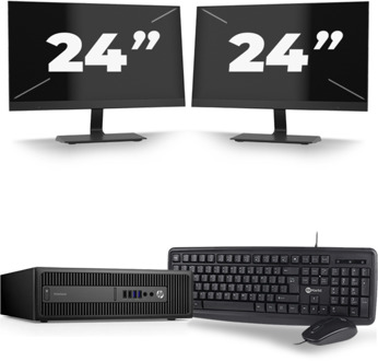 HP ProDesk 600 G3 USFF - Intel Core i5-7e Generatie - 8GB RAM - 256GB SSD - Windows 11 + 2x 24 inch Monitor