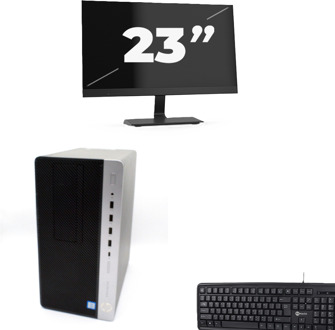 HP ProDesk 600 G4 Micro Tower - Intel Core i5-8e Generatie - 8GB RAM - 256GB SSD - Windows 11 + 1x 23 inch Monitor - small