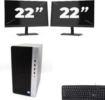 HP ProDesk 600 G4 Micro Tower - Intel Core i5-8e Generatie - 8GB RAM - 256GB SSD - Windows 11 + 2x 22 inch Monitor - small