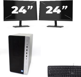 HP ProDesk 600 G4 Micro Tower - Intel Core i5-8e Generatie - 8GB RAM - 256GB SSD - Windows 11 + 2x 24 inch Monitor - small