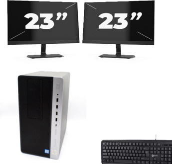 HP ProDesk 600 G4 Micro Tower - Intel Core i7-8e Generatie - 8GB RAM - 256GB SSD - Windows 11 + 2x 23 inch Monitor - small