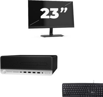 HP ProDesk 600 G5 SFF - Intel Core i3-9e Generatie - 8GB RAM - 256GB SSD - Windows 11 + 1x 23 inch Monitor - small