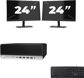 HP ProDesk 600 G5 SFF - Intel Core i7-9e Generatie - 8GB RAM - 256GB SSD - Windows 11 + 2x 24 inch Monitor - small