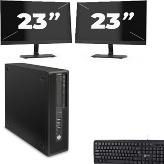 HP Z240 SFF - Intel Core i5-7e Generatie - 8GB RAM - 256GB SSD - Windows 11 + 2x 23 inch Monitor
