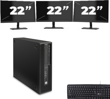 HP Z240 SFF - Intel Core i5-7e Generatie - 8GB RAM - 256GB SSD - Windows 11 + 3x 22 inch Monitor
