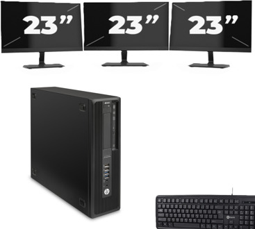 HP Z240 SFF - Intel Core i5-7e Generatie - 8GB RAM - 256GB SSD - Windows 11 + 3x 23 inch Monitor