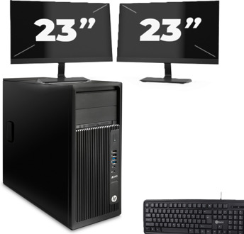 HP Z240 Tower - Intel Core i5-7e Generatie - 8GB RAM - 256GB SSD - Windows 11 + 2x 23 inch Monitor