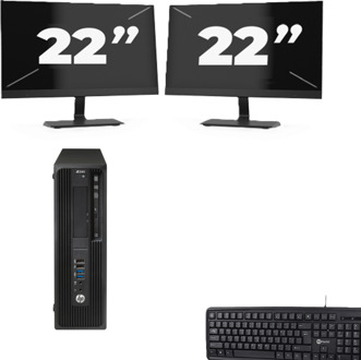 HP Z240 Workstation SFF - Intel Core i5-7e Generatie - 8GB RAM - 256GB SSD - Windows 11 + 2x 22 inch Monitor - small