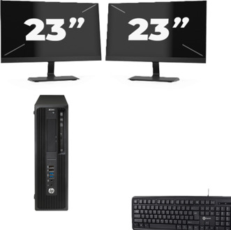 HP Z240 Workstation SFF - Intel Core i5-7e Generatie - 8GB RAM - 256GB SSD - Windows 11 + 2x 23 inch Monitor - small