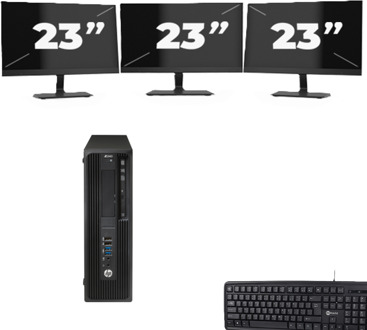 HP Z240 Workstation SFF - Intel Core i5-7e Generatie - 8GB RAM - 256GB SSD - Windows 11 + 3x 23 inch Monitor - small