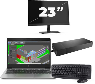 HP ZBook 14u G5 - Intel Core i7-8e Generatie - 14 inch - 16GB RAM - 256GB SSD - Windows 11 + 1x 23 inch Monitor