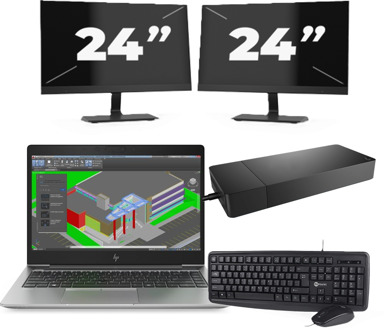 HP ZBook 14u G5 - Intel Core i7-8e Generatie - 14 inch - 8GB RAM - 256GB SSD - Windows 11 + 2x 24 inch Monitor