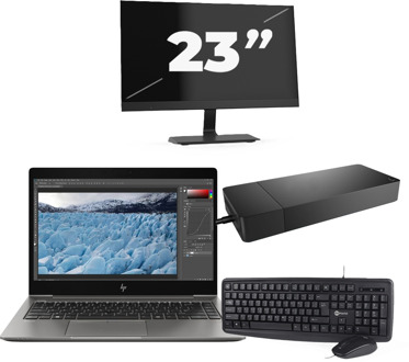 HP ZBook 14u G6 - Intel Core i7-8e Generatie - 14 inch - 16GB RAM - 256GB SSD - Windows 11 + 1x 23 inch Monitor
