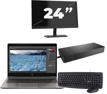 HP ZBook 14u G6 - Intel Core i7-8e Generatie - 14 inch - 16GB RAM - 256GB SSD - Windows 11 + 1x 24 inch Monitor