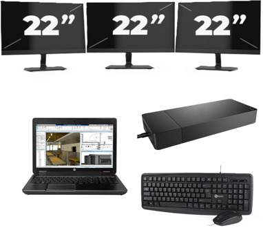 HP ZBook 15 G2 - Intel Core i7-4e Generatie - 15 inch - 16GB RAM - 256GB SSD - Windows 11 + 3x 22 inch Monitor