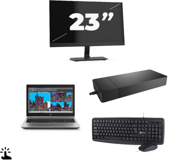 HP ZBook 15 G5 - Intel Core i7-8e Generatie - 15 inch - Touch - 16GB RAM - 256GB SSD - Windows 11 Home + 1x 23 inch Monitor