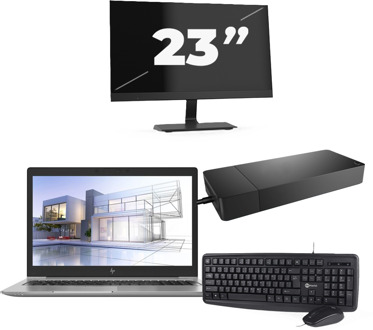 HP ZBook 15u G5 - Intel Core i7-8e Generatie - 15 inch - 16GB RAM - 256GB SSD - Windows 11 + 1x 23 inch Monitor