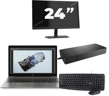 HP ZBook 15u G6 - Intel Core i7-8e Generatie - 15 inch - 16GB RAM - 256GB SSD - Windows 11 + 1x 24 inch Monitor